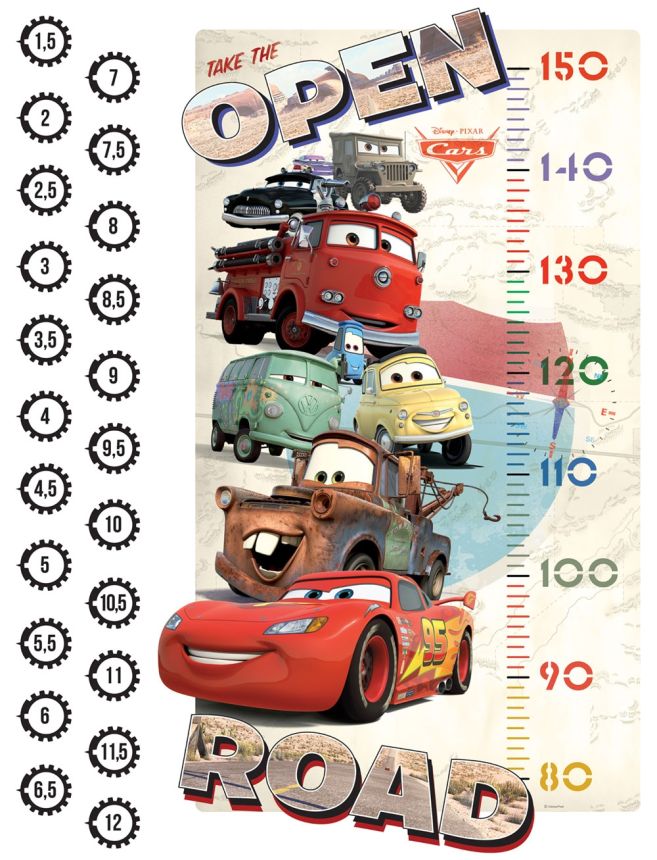 Gyerek öntapadó matrica DK 894, Disney, Auta 2 Mc Queen, Metr / Měřítko vzrůstu, AG Design