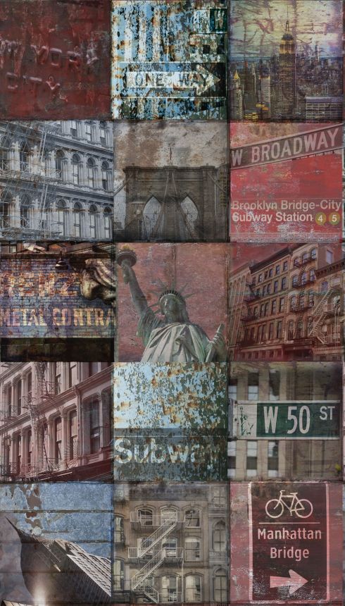 Vlies fali poszter New York Patchwork A40101, 159 x 280 cm, Enthusiast, Murals, Grandeco