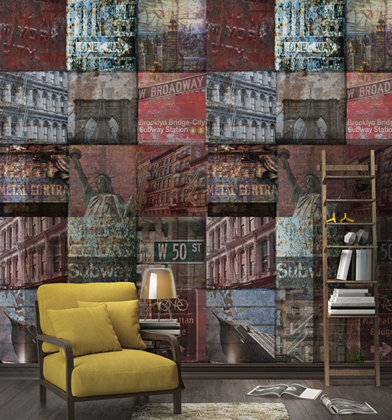 Vlies fali poszter New York Patchwork A40101, 159 x 280 cm, Enthusiast, Murals, Grandeco