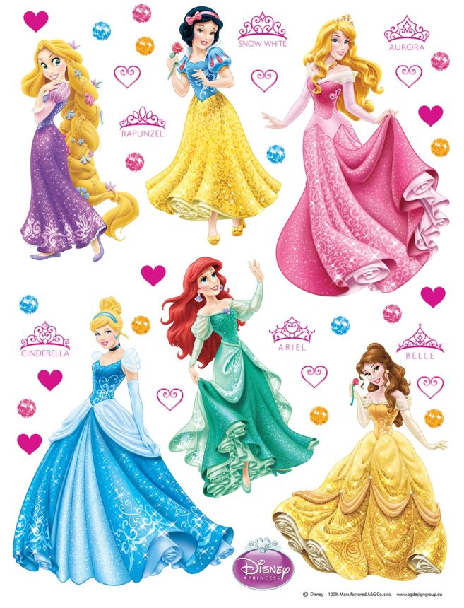 Gyerek öntapadó matrica DK 1760, Disney, Hercegnők, AG Design