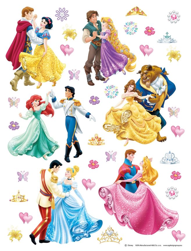 Gyerek öntapadó matrica DK 1774, Disney Hercegnők a princové, AG Design