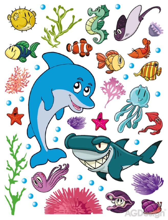 Matrica / öntapadó fali dekoráció K 0823, Delfin, AG Design