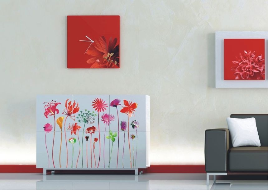 Matrica / öntapadó fali dekoráció F 0444, Piros növények, AG Design