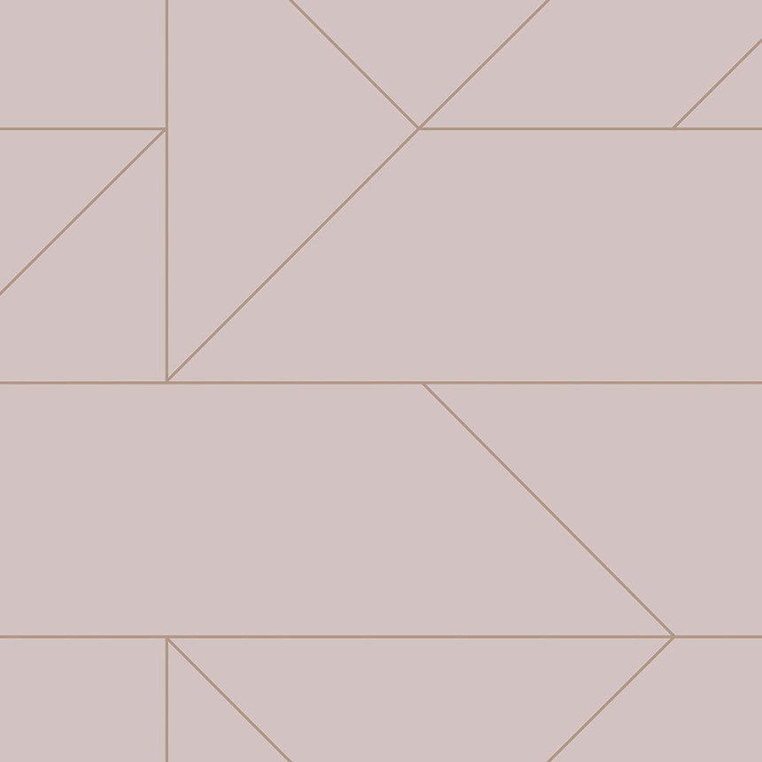 Régi rózsaszín geometrikus vlies tapéta, fémes vonalak 347721, City Chic, Origin 