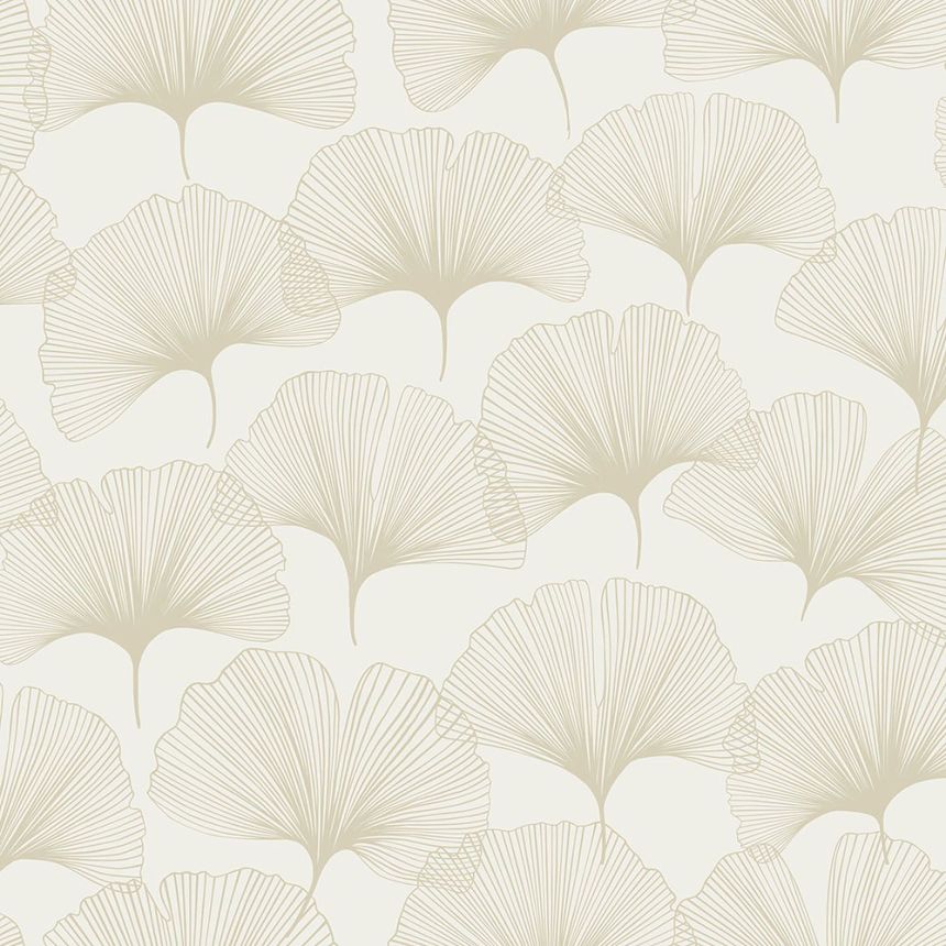 Krémes vlies tapéta, fémes Ginkgo levelek 347730, City Chic, Origin 