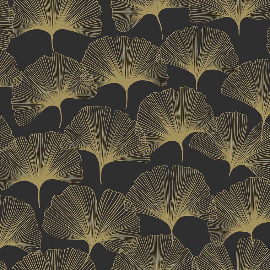 Fekete vlies tapéta, arany Ginkgo levelek 347734, City Chic, Origin 