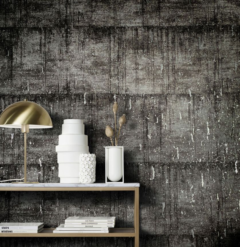 Vlies fekete-ezüst beton tapéta 33237, Natural Opulence, Marburg