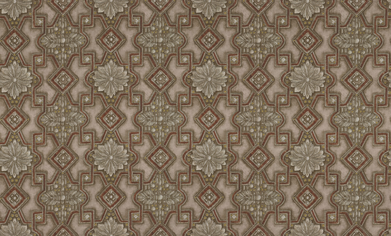 Luxus ezüst-borvörös vlies tapéta ornamensekkel, 86008, Valentin Yudashkin 5, Emiliana Parati