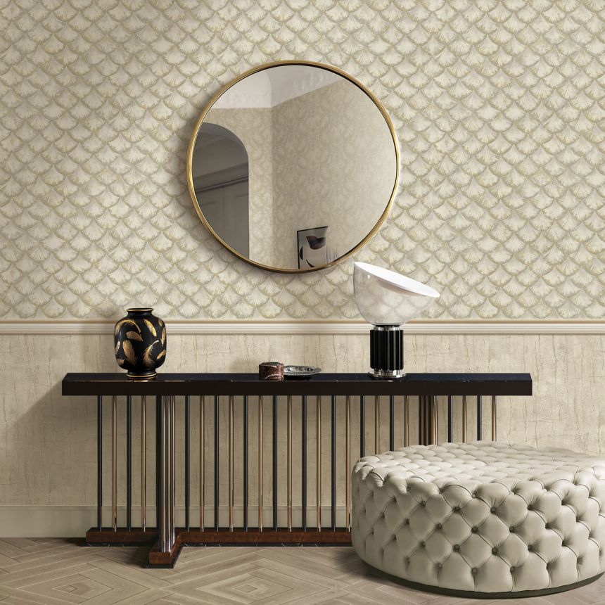 Luxus krém-ezüst vlies tapéta geometrikus mintával, 86095, Valentin Yudashkin 5, Emiliana Parati