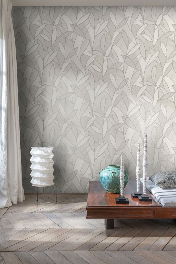 Bézs-arany vlies tapéta levelekkel, AL26231, Allure, Decoprint