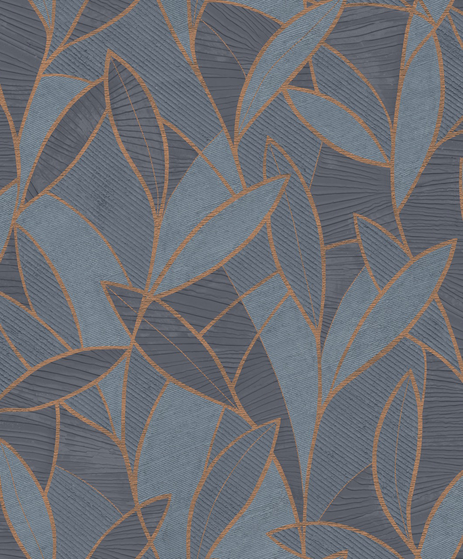 Kék-bronz vlies tapéta levelekkel, AL26232, Allure, Decoprint