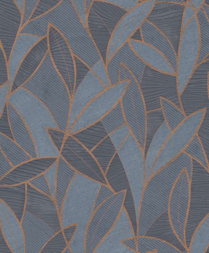 Kék-bronz vlies tapéta levelekkel, AL26232, Allure, Decoprint