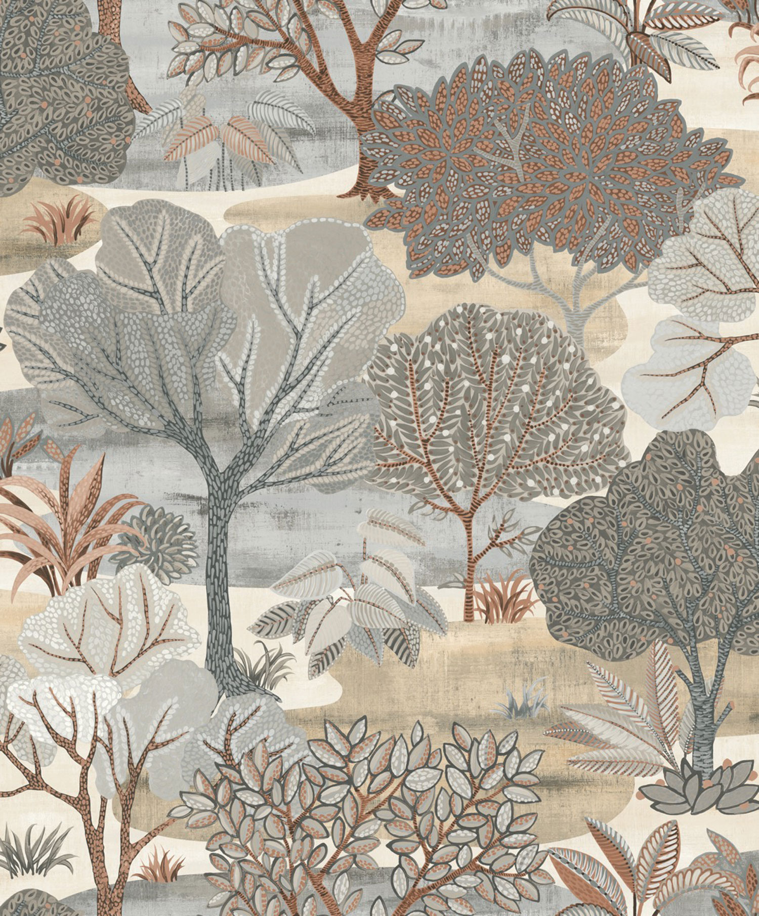 Szürke-barna vlies tapéta, fák, AL26251, Allure, Decoprint