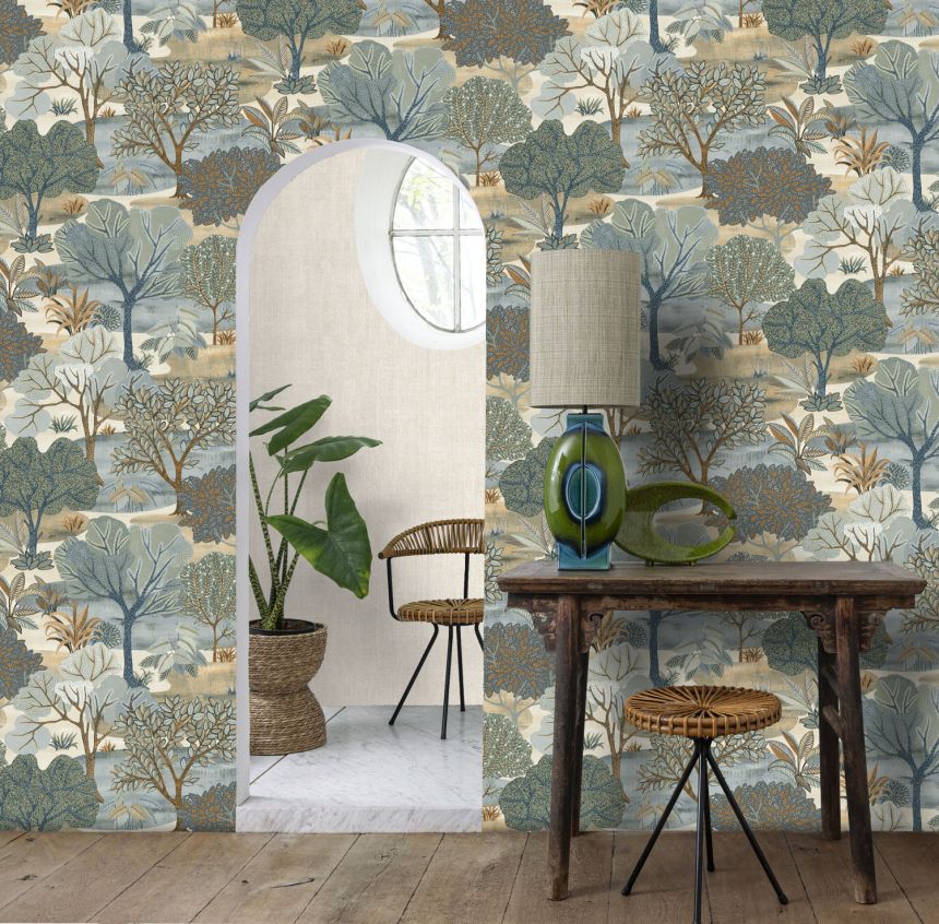 Kék vlies tapéta, fák, AL26252, Allure, Decoprint