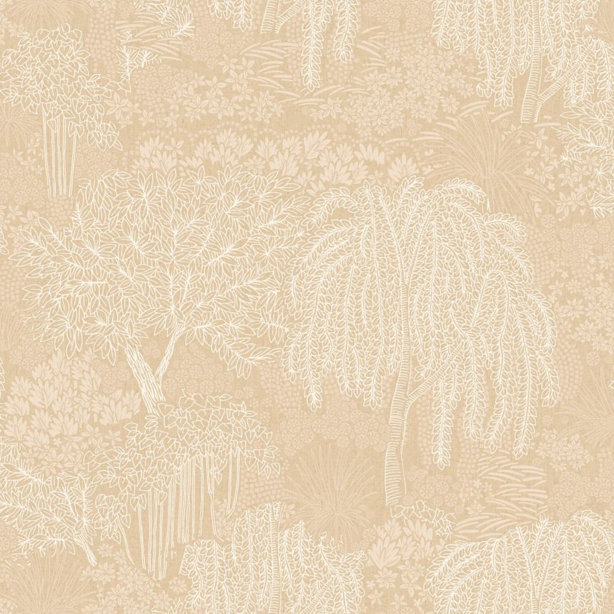 Bézs vlies tapéta, fák, levelek, AL26261, Allure, Decoprint