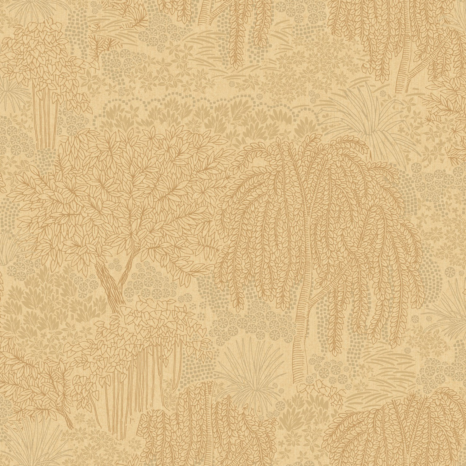 Okker-arany vlies tapéta, fák, levelek, AL26262, Allure, Decoprint