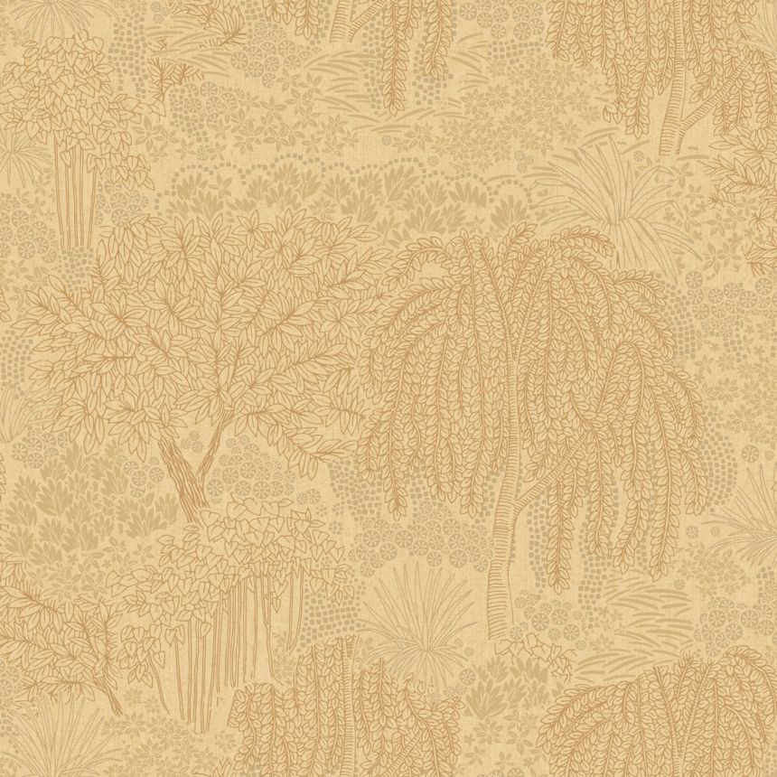 Okker-arany vlies tapéta, fák, levelek, AL26262, Allure, Decoprint