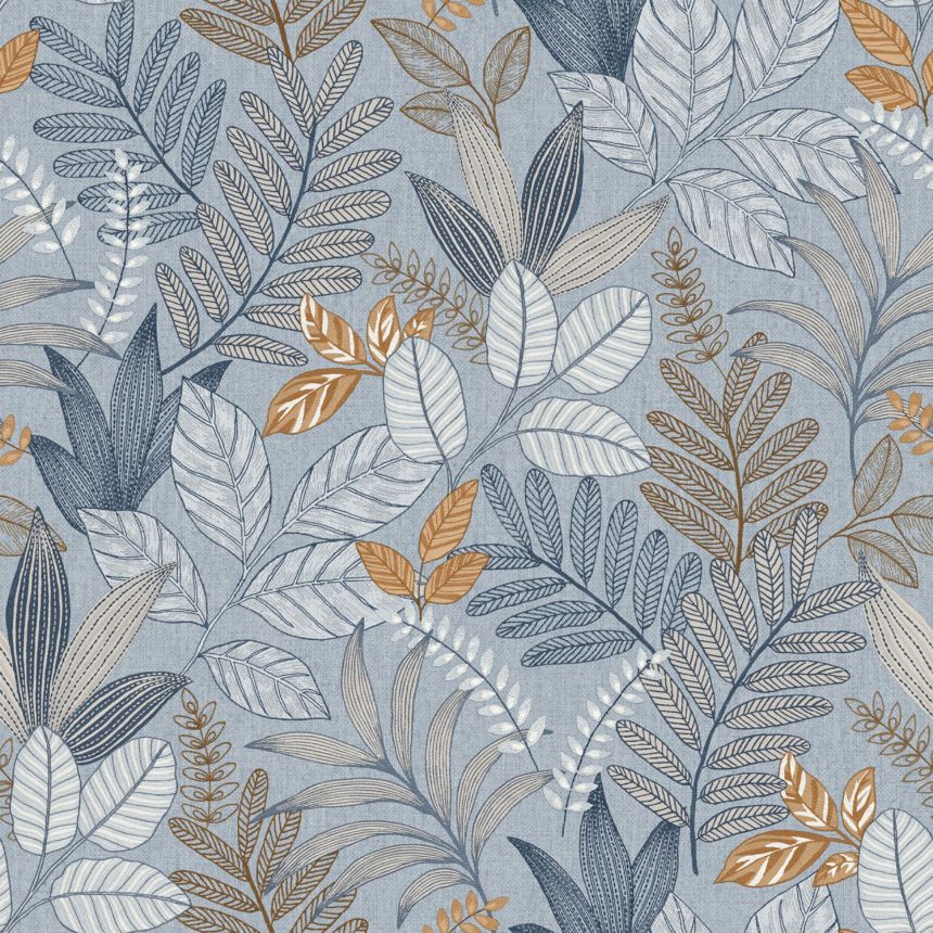 Kék vlies tapéta levelekkel, AL26293, Allure, Decoprint