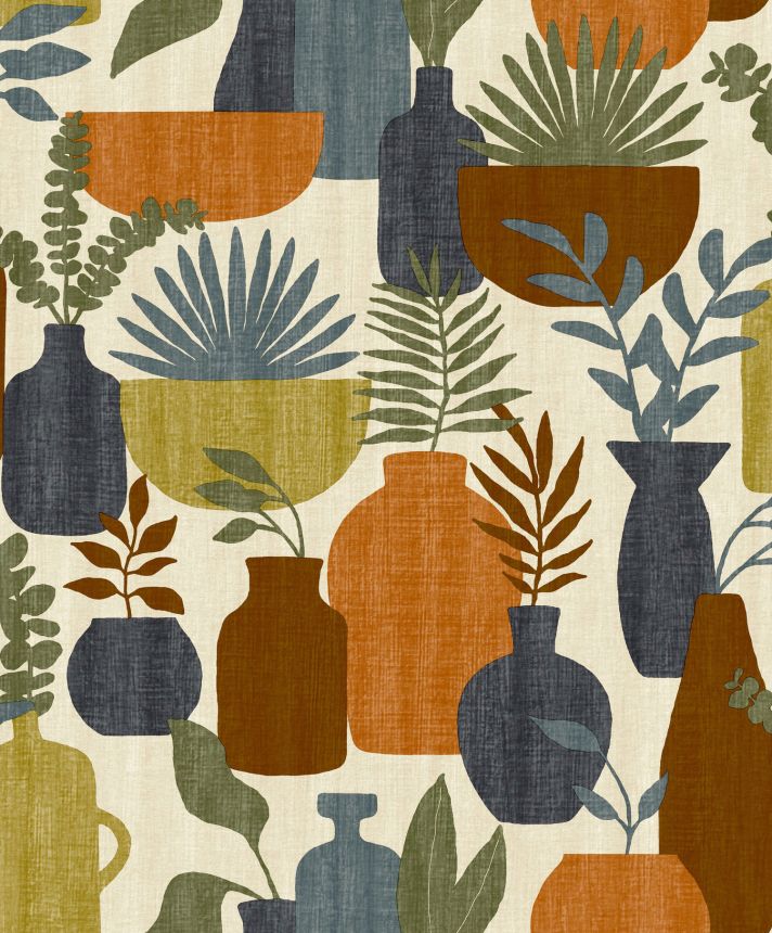 Retro vlies tapéta, vázák növényekkel, BA26042, Brazil, Decoprint
