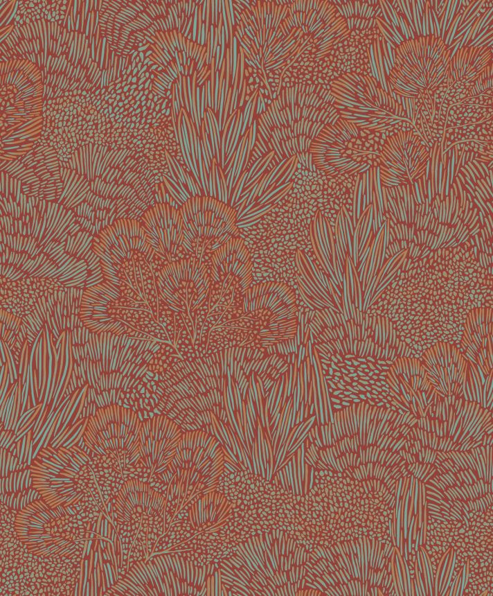 Türkiz-vörös vlies tapéta, táj, fák, BA26063, Brazil, Decoprint