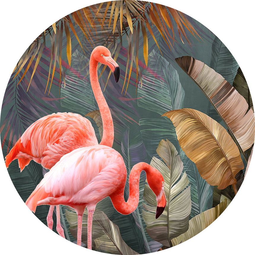 Előre ragasztott kör alakú nem szőtt tapéta flamingókkal, PLC020, Platinum Shapes, Decoprint