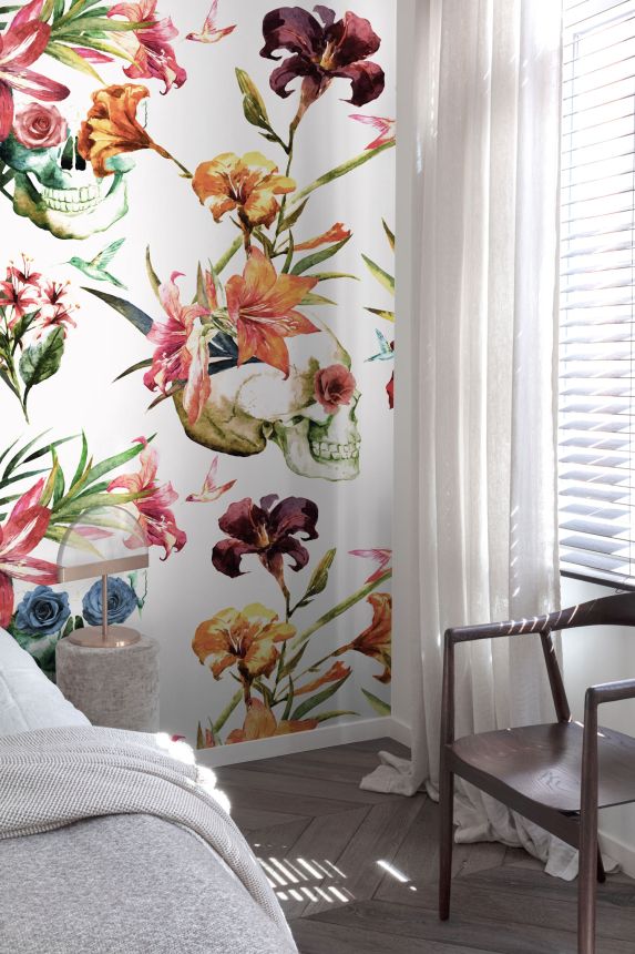Vlies fotótapéta, Koponyák, virágok,  ML2701 Mural Joung edition Grandeco