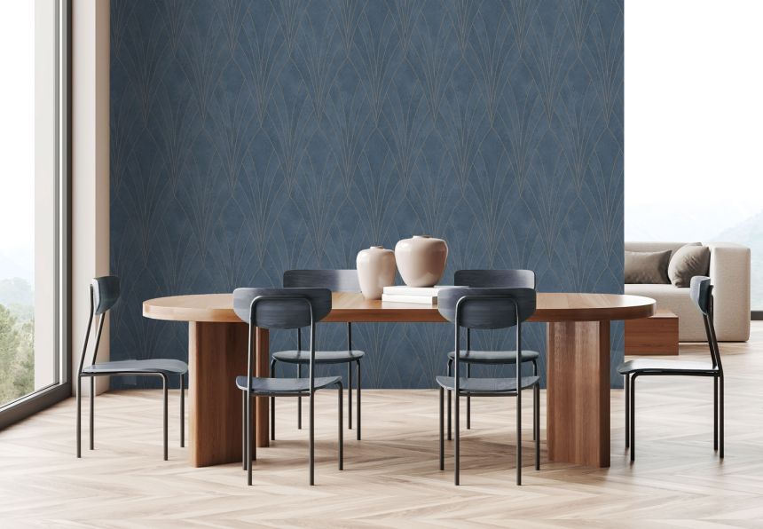 Kék modern geometrikus mintás design tapéta, Art Deco, L85601, Elegance, Ugepa