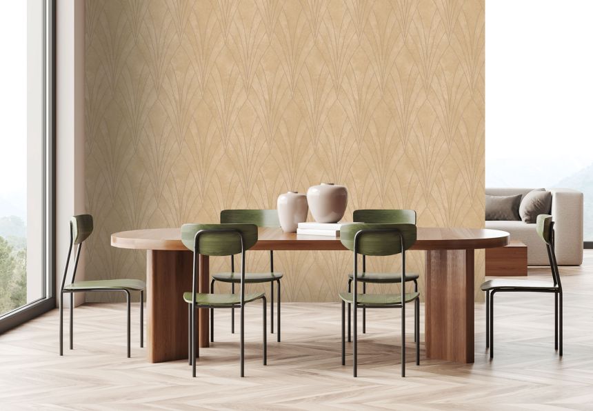 Okker modern geometrikus mintás design tapéta, Art Deco, L85602, Elegance  Ugepa