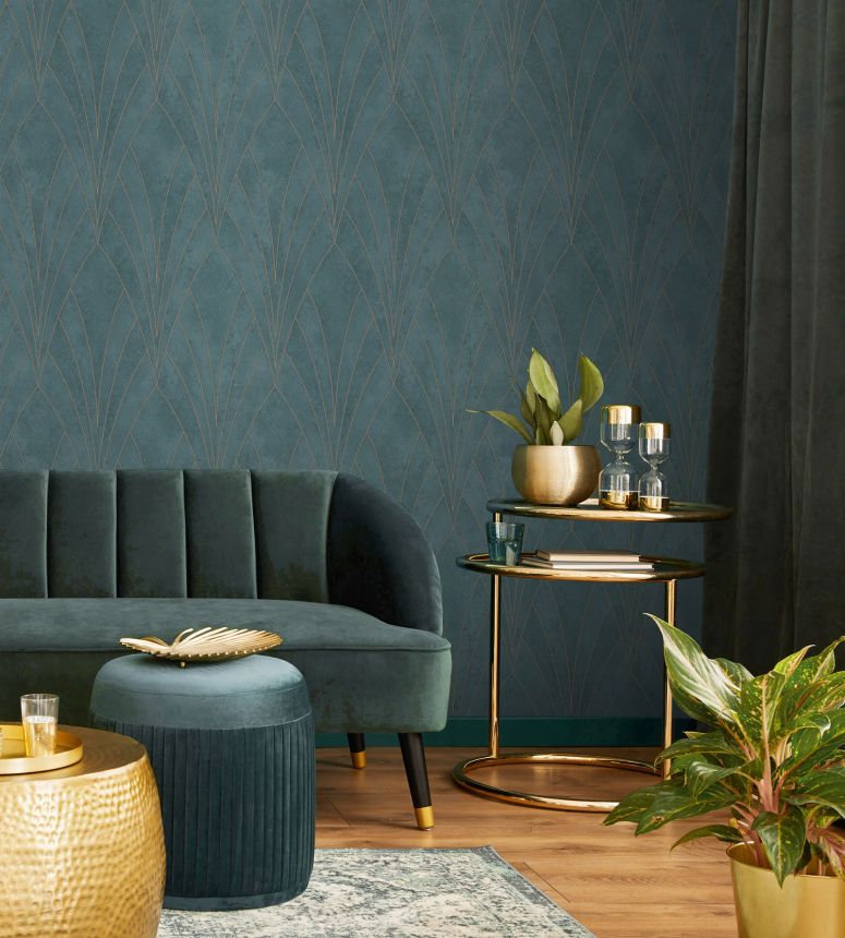 Zöld modern geometrikus mintás design tapéta, Art Deco, L85604, Elegance, Ugepa