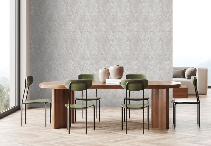 Szürke modern geometrikus mintás design tapéta, Art Deco, L85607, Elegance, Ugepa