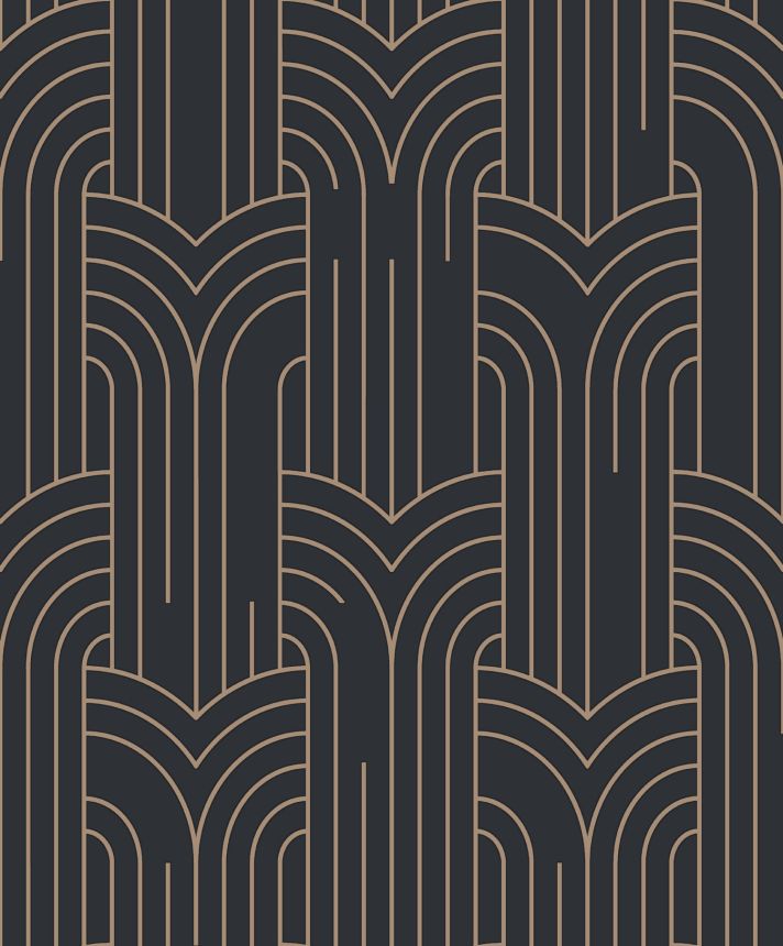 Fekete modern geometrikus mintás design tapéta, Art Deco, M42119, Elegance, Ugepa