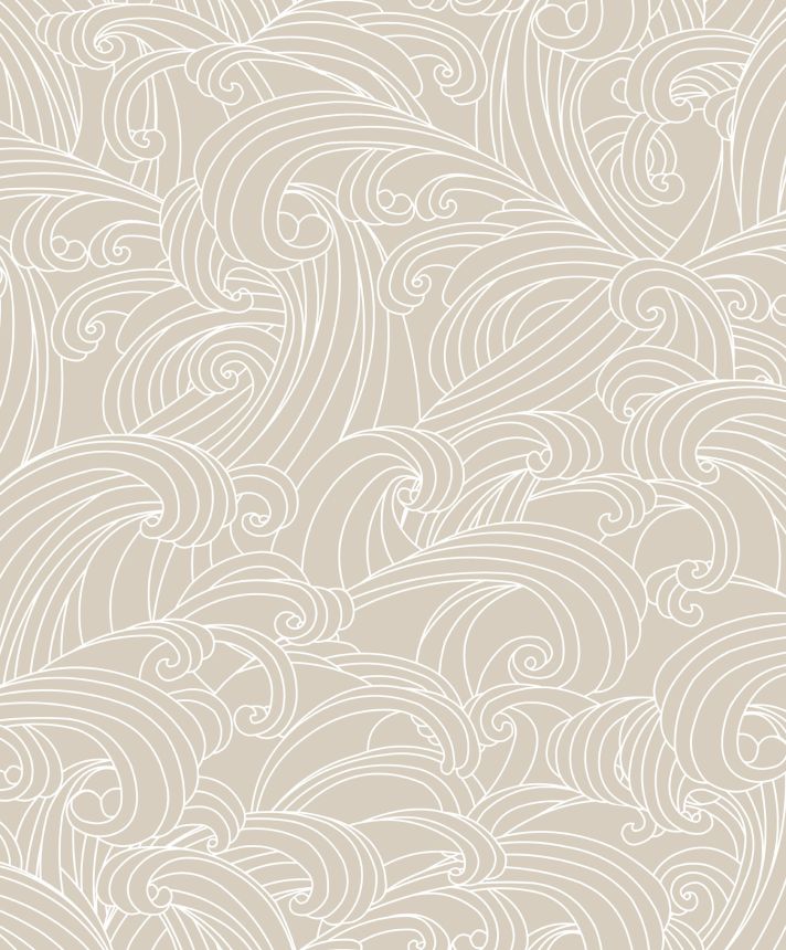 Bézs vlies tapéta, tenger hullámai, M62907, Elegance, Ugepa