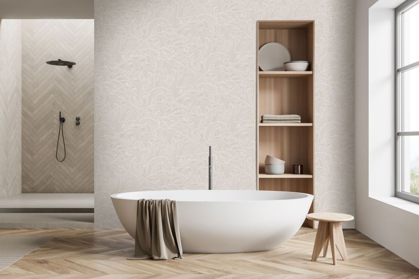 Bézs vlies tapéta, tenger hullámai, M62907, Elegance, Ugepa