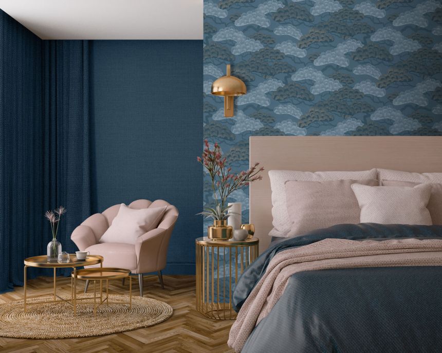 Kék vlies tapéta, gallyak, fák, M64401, Elegance, Ugepa