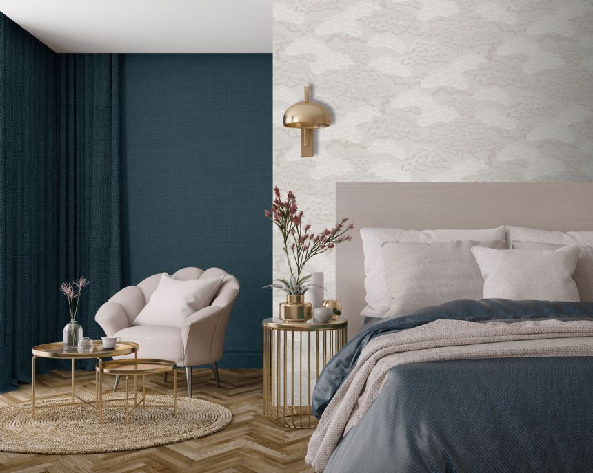 Szürke-bézs vlies tapéta, gallyak, fák, M64407, Elegance, Ugepa