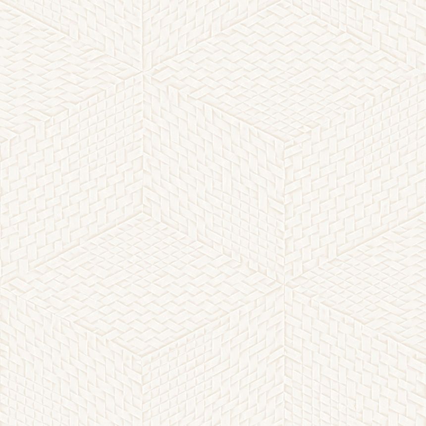 Fehér vlies geometriai 3D tapéta, TP422951, Exclusive Threads, Design ID