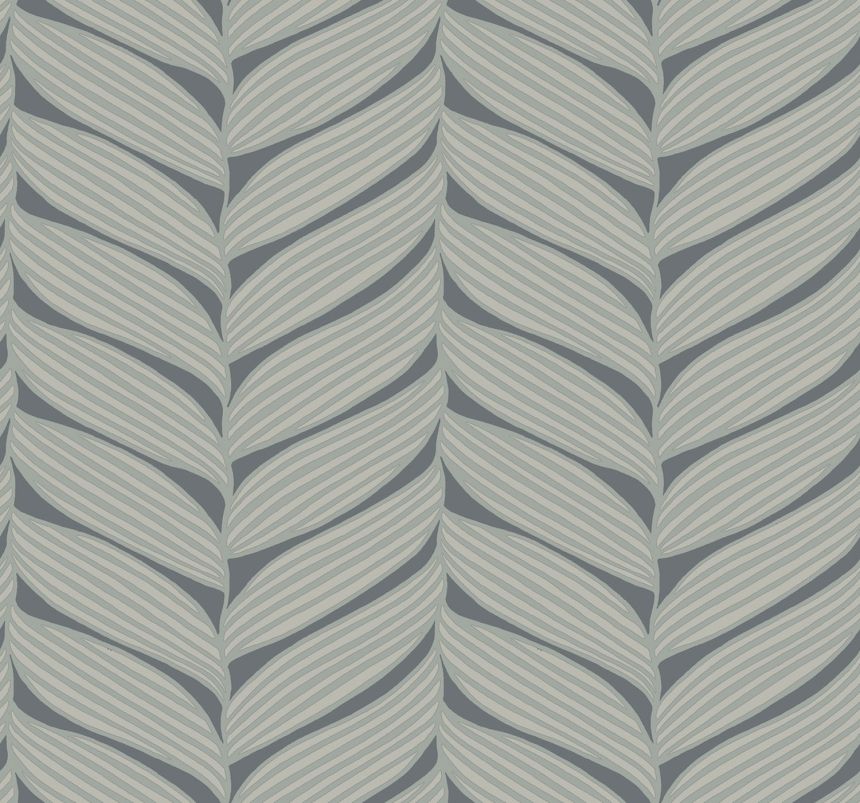 Szürke-ezüst vlies tapéta, levelek, MD7163, Modern Metals, York