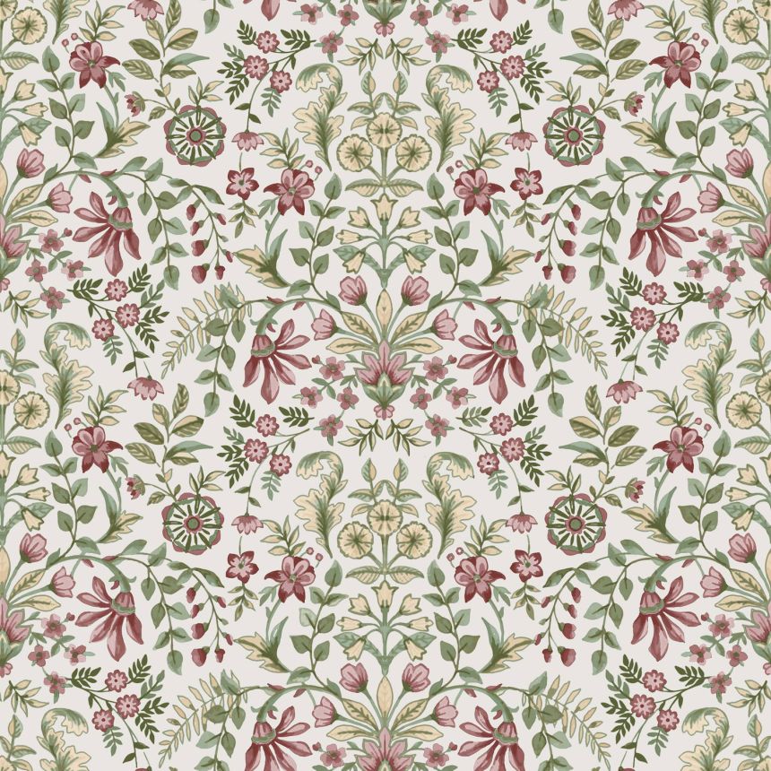 Fehér vlies tapéta virágos ornamentális mintával, 12328, Fiori Country, Parato