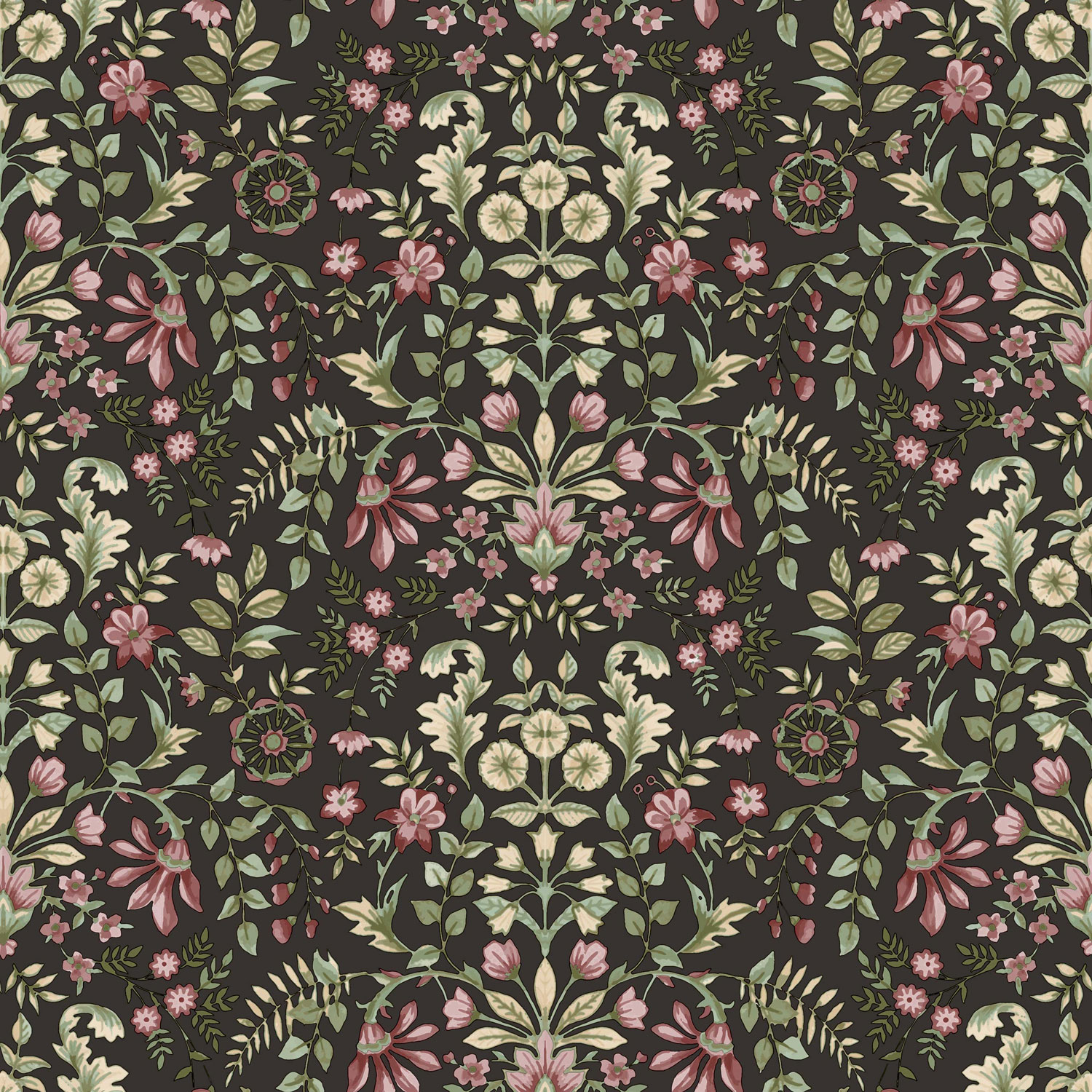 Fekete vlies tapéta virágos ornamentális mintával, 12329, Fiori Country, Parato