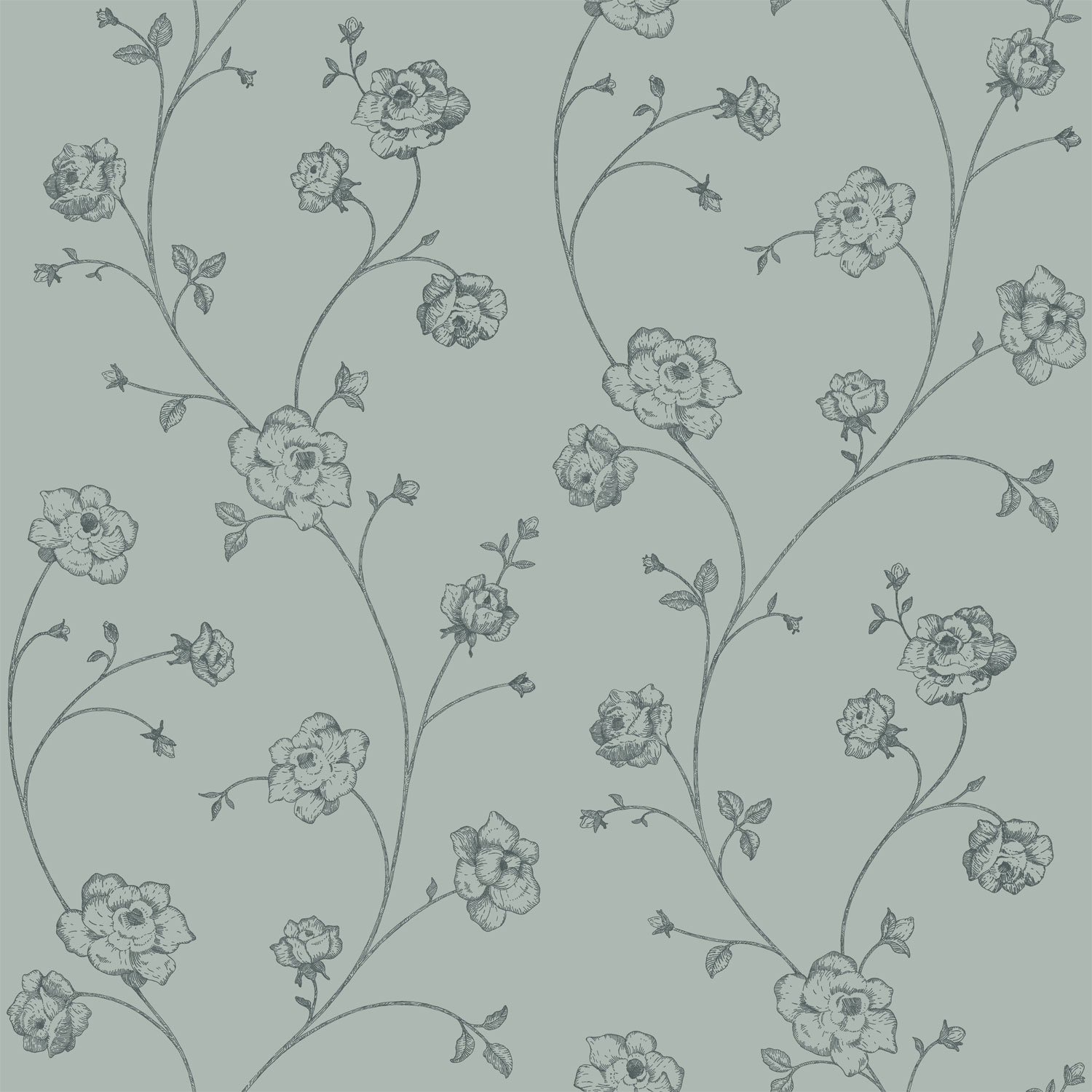 Zöld vlies virágos tapéta, 139314, Vintage Flowers, Esta Home