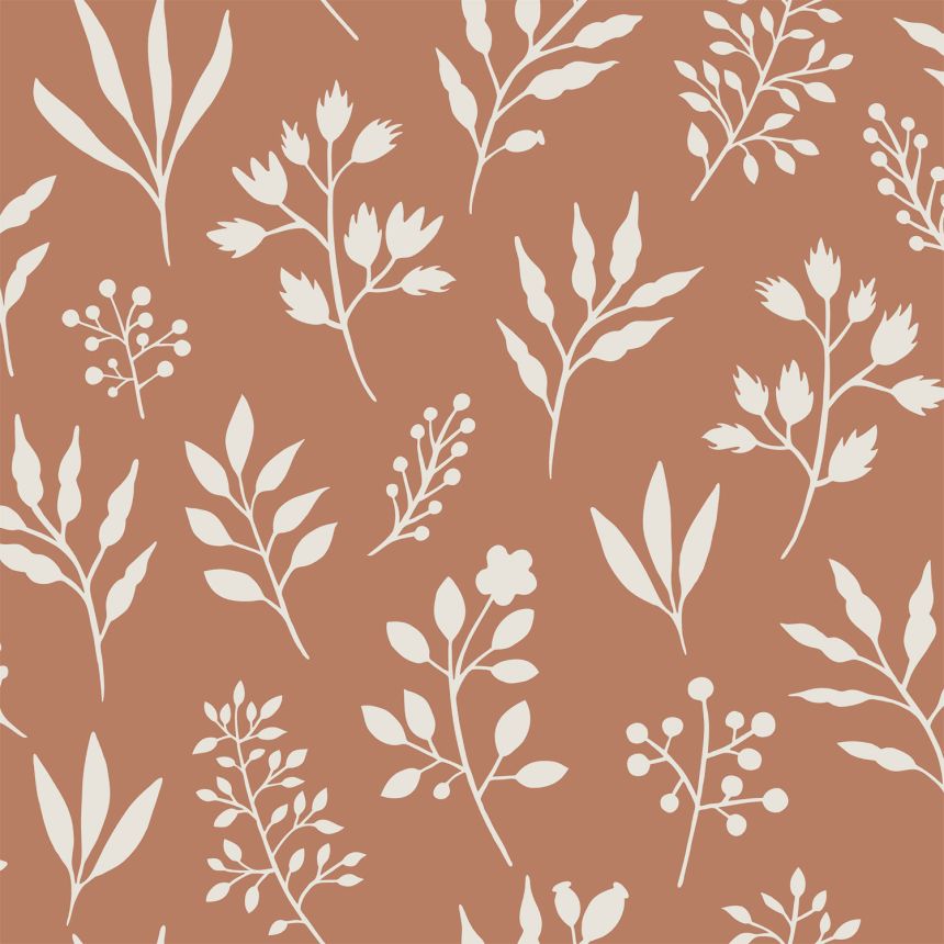 Barna vlies tapéta levelekkel, gallyakkal, 139319, Vintage Flowers, Esta Home