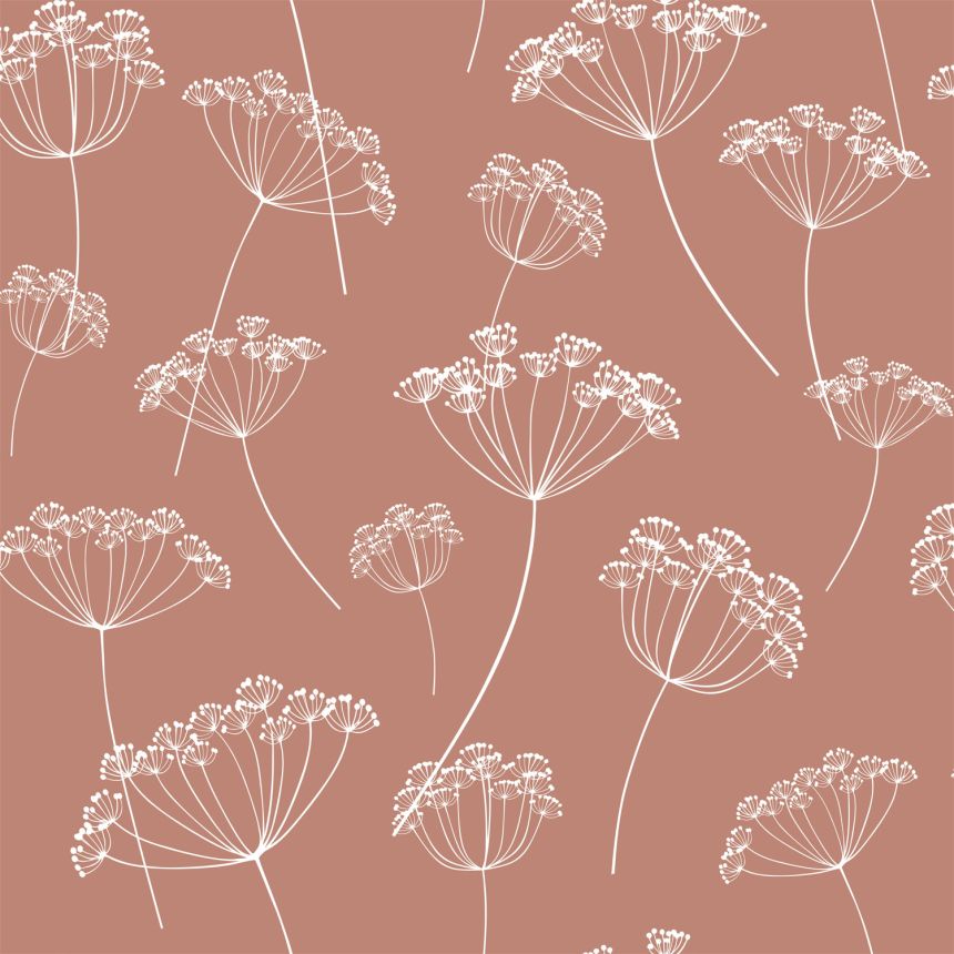 Barna vlies virágos tapéta, füvek, 139320, Vintage Flowers, Esta Home