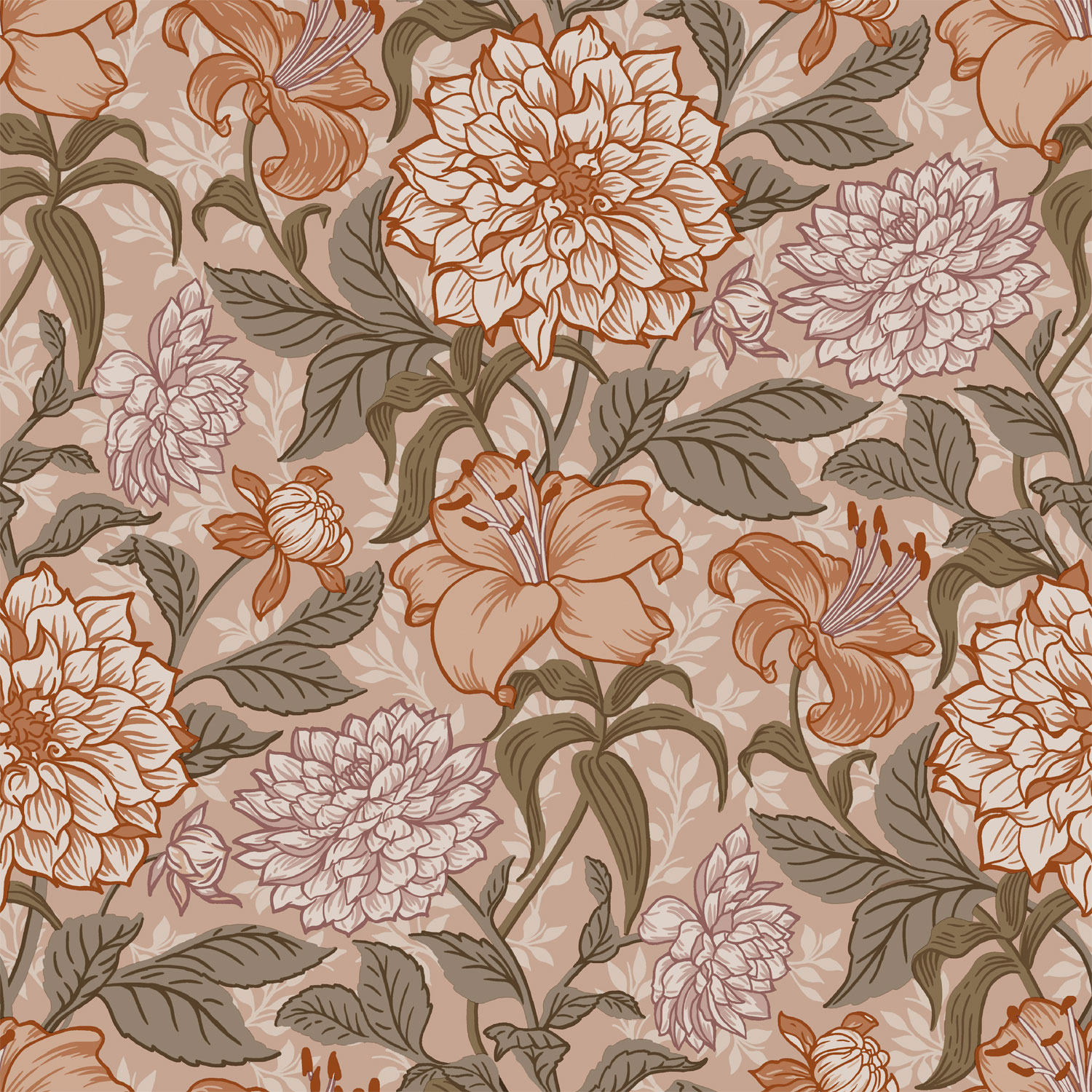 Bézs vlies virágos tapéta, 139380, Vintage Flowers, Esta Home