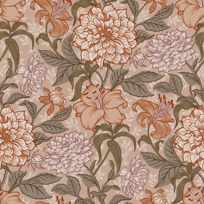 Bézs vlies virágos tapéta, 139380, Vintage Flowers, Esta Home