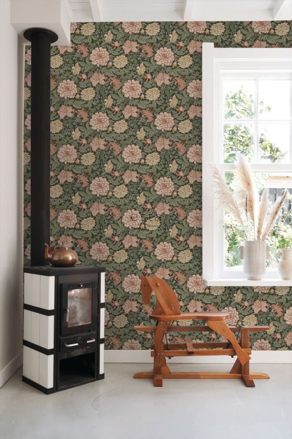 Fekete polár virágos tapéta, 139381, Vintage Flowers, Esta Home