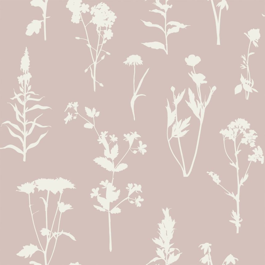Rózsaszín vlies tapéta, virágok, levelek, 139393, Vintage Flowers, Esta Home
