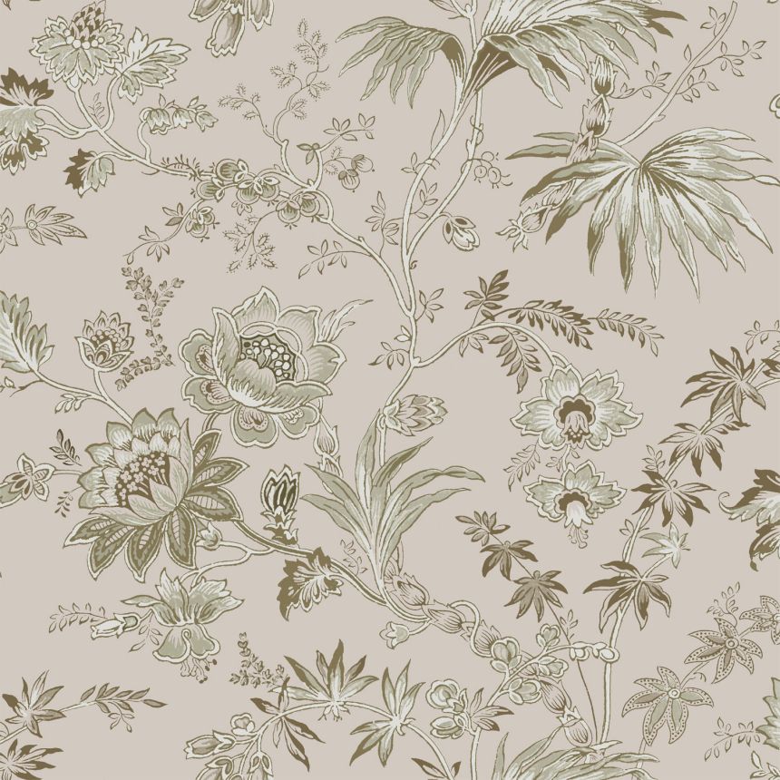 Rózsaszín vlies tapéta, virágok, levelek, 139401, Vintage Flowers, Esta Home