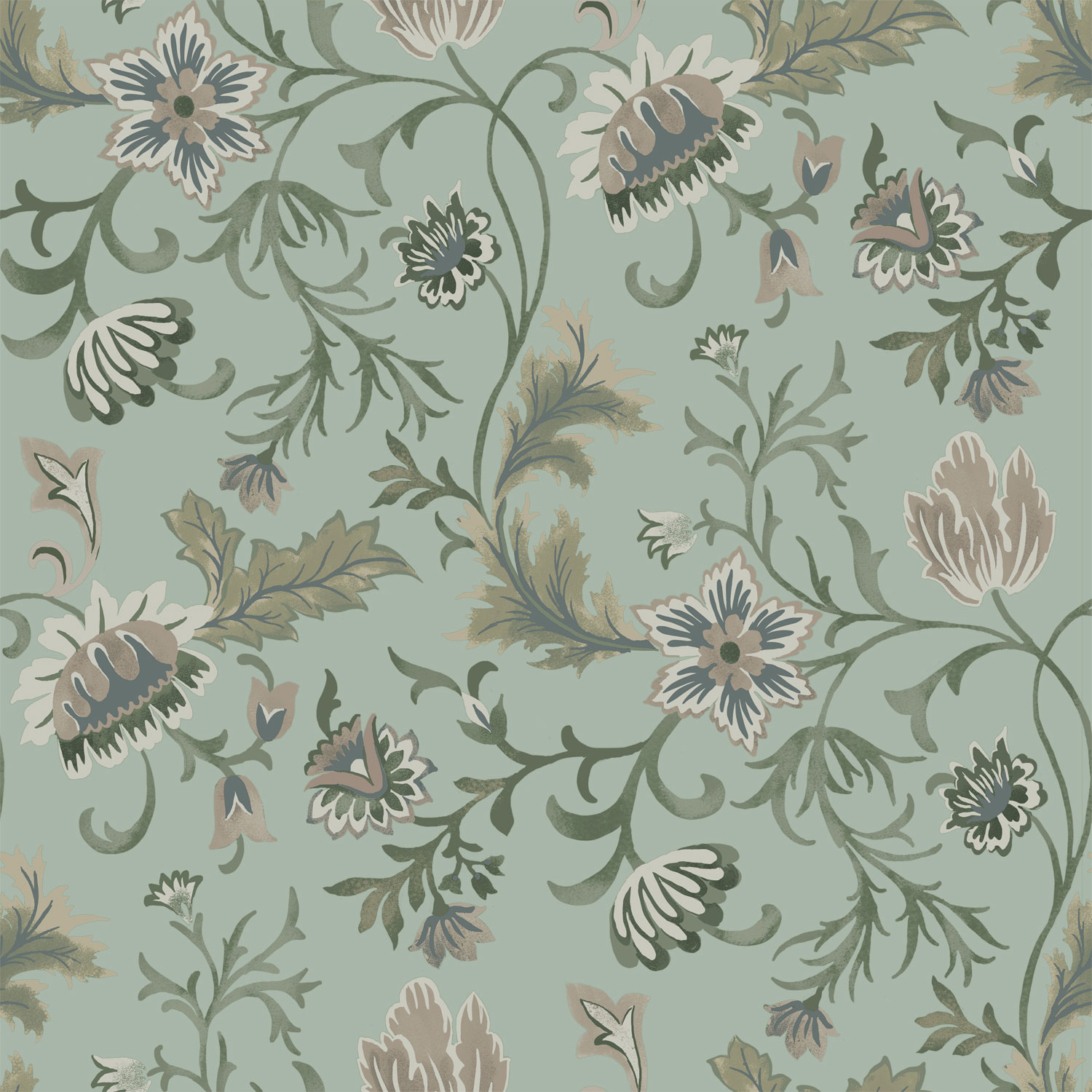 Szürkés-kék vlies virágos tapéta, 139413, Vintage Flowers, Esta Home