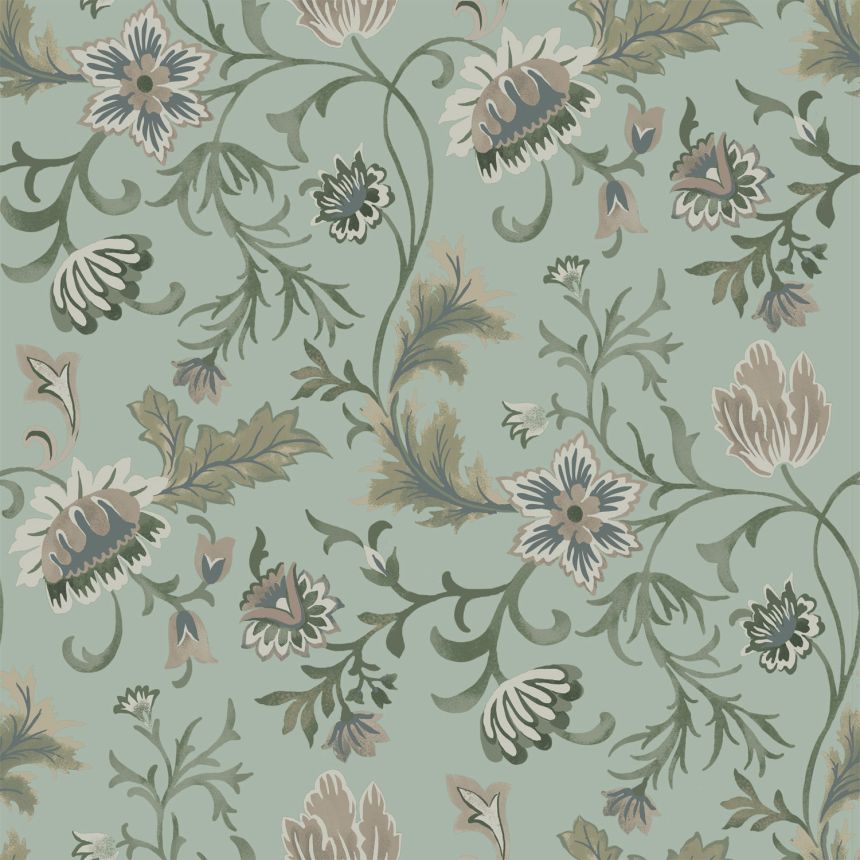 Szürkés-kék vlies virágos tapéta, 139413, Vintage Flowers, Esta Home