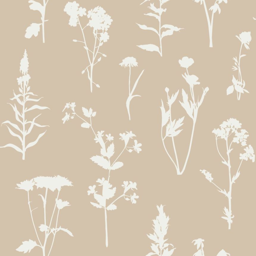 Bézs vlies tapéta, virágok, levelek, 139484, Vintage Flowers, Esta Home